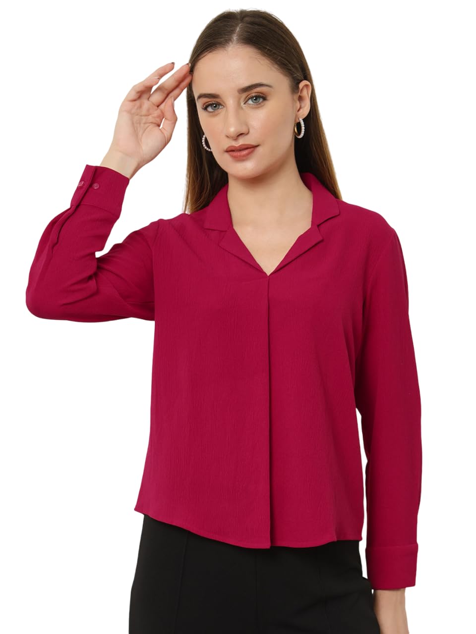 Women's Regular Fit Cotton Lycra Long Sleeves Formal Opaque Shirts-picture-19