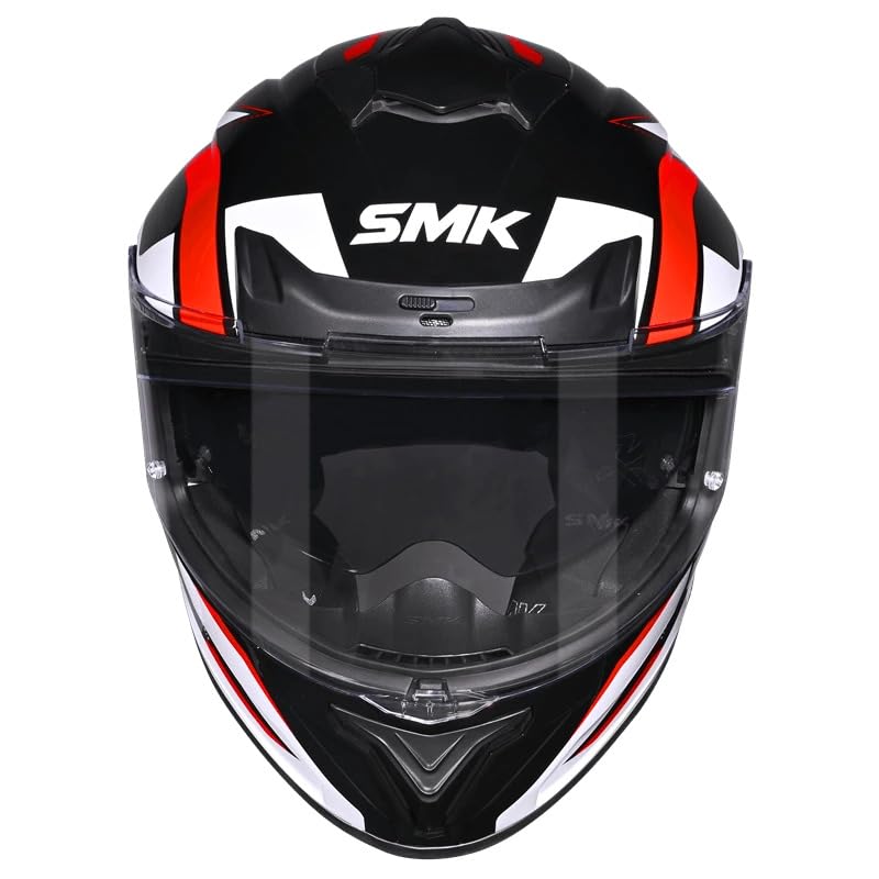 Image of SMK Typhoon AZONIX Full Face Motorcycle Helmet, Dual Visor, Black-White-Red