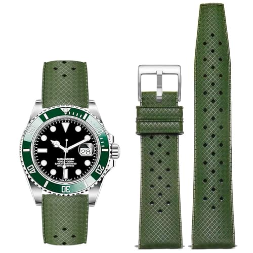 Image of FKM Rubber Watch Bands Tropical Style Quick Release Fluororubber Watch Strap 18mm 20mm 22mm Universal Soft Breathable Durable Sporty FKM Rubber Replacement Band Strap for Men Women
