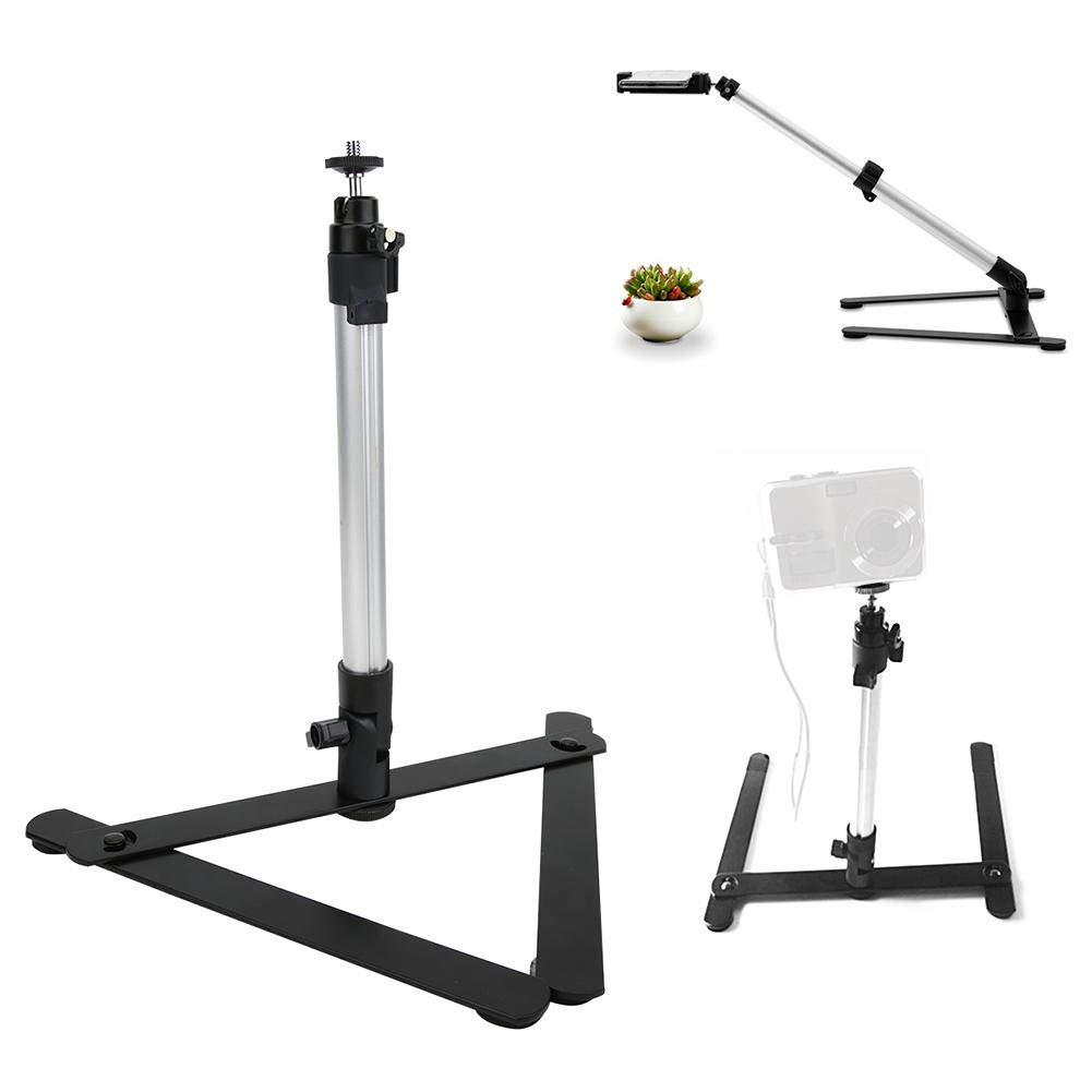 Topiky Trasmissione in Diretta Staffa del Supporto, Carico in Lega di Alluminio 2 kg Carico Regolabile a 360 ° Photo Studio Ripresa dall'alto Supporto per Copia Macro Fotografia Staffa