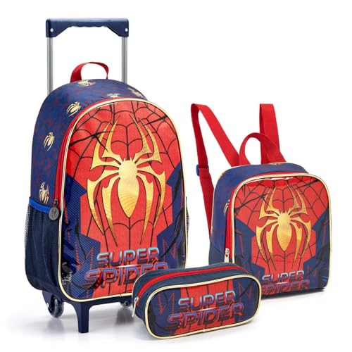 Mochila Escolar De Rodinha Infantil Masculina Homem Aranha Kit Bolsa Menino Kids Seanite Conjunto Mala Lancheira Térmica Estojo Spider Man