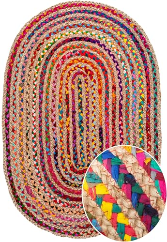 Tapete Ovalado Multicolor de Algodón Trenzado 3'x5' miniatura 6