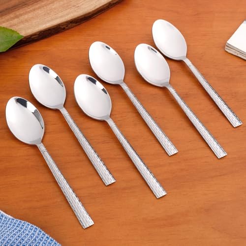 Image of Nestasia Stainless Steel Cutlery Set of 12 (18cm Each) - Dishwasher Safe & Rust Resistant Spoon & Fork Set - Embossed Cutlery Set for Dining Table, Kitchen & Gifting