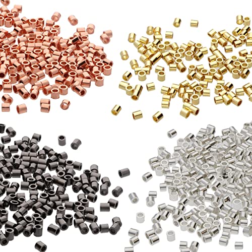The Beadsmith Magical Tube Crimp Beads, 2 x 2mm, Assorted Colors, 500 Pieces, Uniform Cylindrical Shape, No Sharp Edges, Designed to Secure The Ends of Jewelry Stringing Wires and Cables