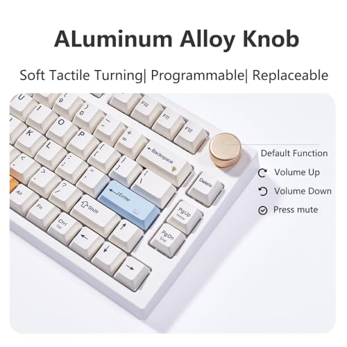 Image of NJ80-AP Wireless Mechanical Keyboard with Knob Bluetooth 5.0 /2.4G /Wired Connection 75% Hot Swappable Custom RGB Programmable Gaming Keyboard with PBT Keycap for Win Mac