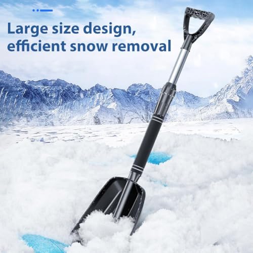 Snow Shovel for Car and Driveway,34 Inch Foldable Lightweight Ice Scraper,Heavy Duty Ergonomic Handle,Compact Snow Shovel for Emergency Snow Removal, Garden - Image 3