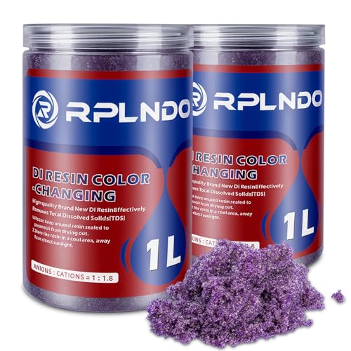 rplndo Mixed Bed Color Changing Deionized Di Resin Refill for Spotless Car Wash System RO/DI Aquarium Filters Deionized Water DI Resin Filter Cartridge Refill 1L x 2