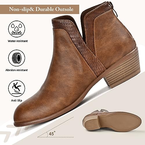 Women's Ankle Boots Low Heels Chunky Fashion Zipper Dressy Booties for Women4