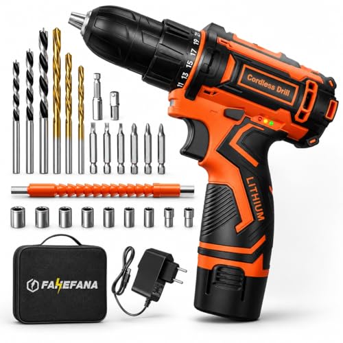 Taladro Atornillador Batería, Taladro Bateria De 12 V, Taladro Inalámbrico De 2 Velocidades, 25+1 Ajustes De Par, Par De 25 Nm, Batería De 2,0 Ah, 25 Accesorios, Luz LED, Para Bricolaje