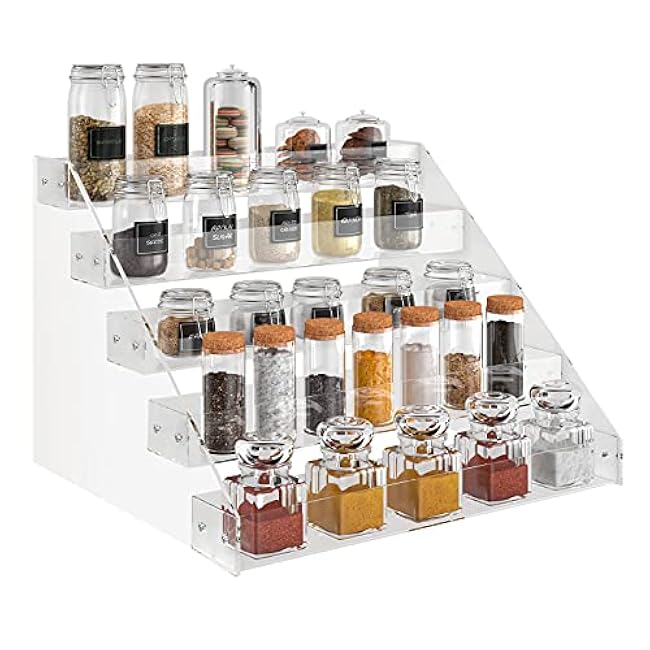 VAEHOLD Acrylic Spice Rack, 5 Tier Clear Organizer for Cabinet, Vertical Spice Rack Kitchen Organizer Shelf for Countertop (5 Tier 12¡®¡¯L)
