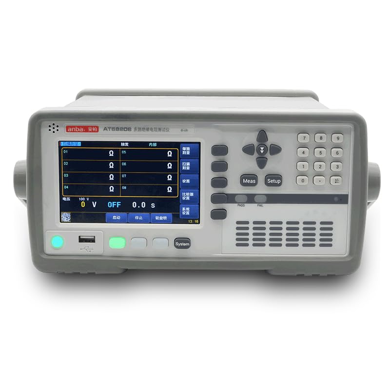 AT68208 Multi Channel Insulation Resistance Tester AT68216 AT68224 AT68232 0.000M ~ 19.99GΩ Voltage 10V～1000V DC Accuracy 2% with 5 inch LCD Display (AT68224(24 Channels))