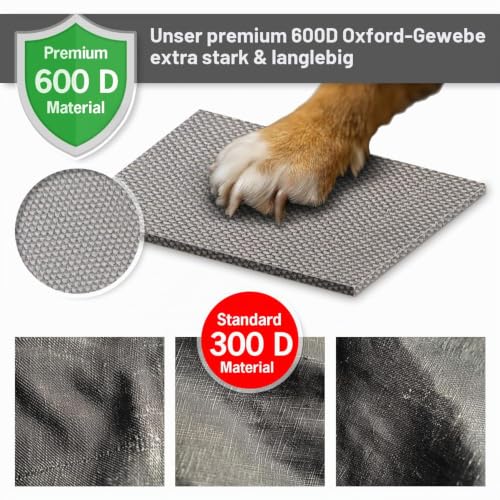 PET VIOLET Hundekissen große Hunde 110x90 cm - Wasserabweisend, Robustes Oxford 600D Material, Wendbar, XXL Hundebett 10 cm Höhe, Wendekissen Outdoor geeignet - Schwarz