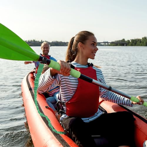 Teyva Daily 7 Pcs Kayak Paddle Tool Set Stretchable Paddle Wrap Leash Non-Slip Silicone Grip Adjustable Strap with Carabiner Secure Leash Lanyard Rope for Sup Kayak Canoe Fishing Pole Rod (Green)