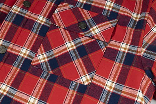Image of COEVALS CLUB Men's Flannel Fleece Sherpa Quilted Lined Plaid Snap Work Shirt Jacket /Hooded