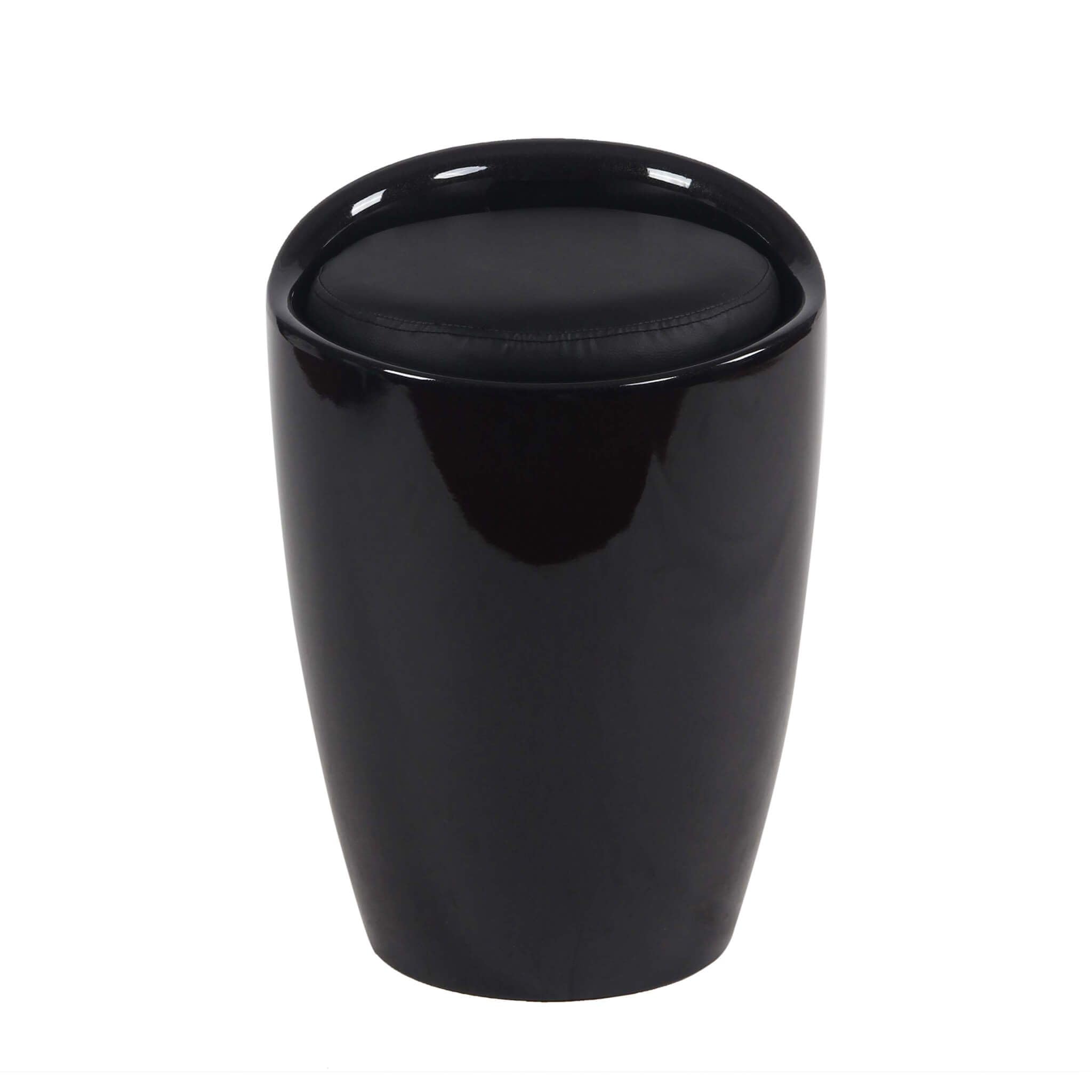 milani home Sgabello Pouf Contenitore in plastica con Cuscino Colore Nero