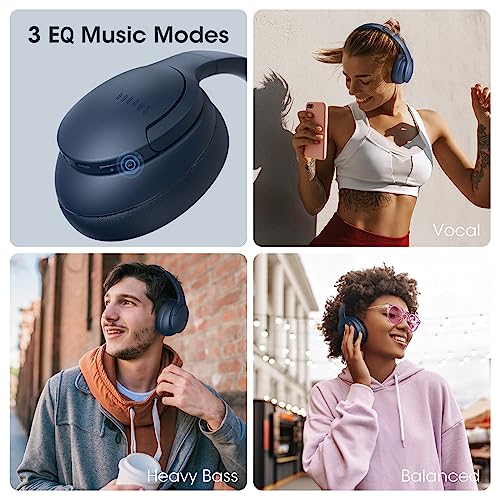 Image of DOQAUS Over-Ear Bluetooth Headphones with 90-Hour Playtime, 3 Professional EQ Modes, HiFi Deep Bass & HD Mic for Extended Travel, Gym Workouts & Daily Use