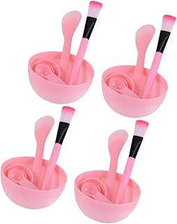 FRCOLOR 4 Conjuntos De Máscara Ferramenta Mista Escova De Lama Facial Aplicador De Máscara Facial Colher De Medição Máscara Tigela Escova Creme Máscara Pincéis Aplicadores De Maquiagem