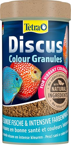 Tetra Discus Colour Granules - Mangime per pesci dai colori intensi e brillanti, in particolare per pesci discus con colorazione rossa, arancione e gialla, lattina da 500 ml