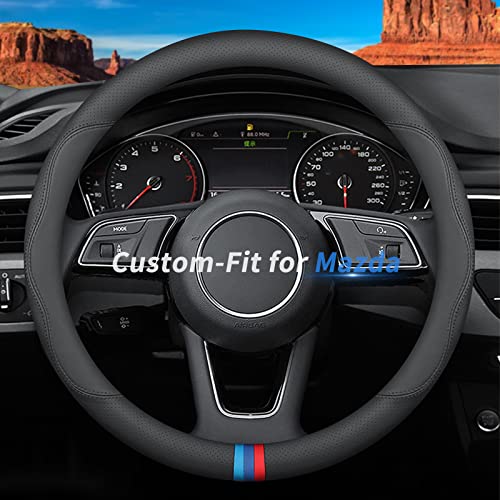 Deer Route Custom-Fit Mazda Steering Wheel Cover, Premium Leather, Non-Slip, Breathable, D-Style, For Mazda Accessories by Deer Route - Used condition - US$20.20
