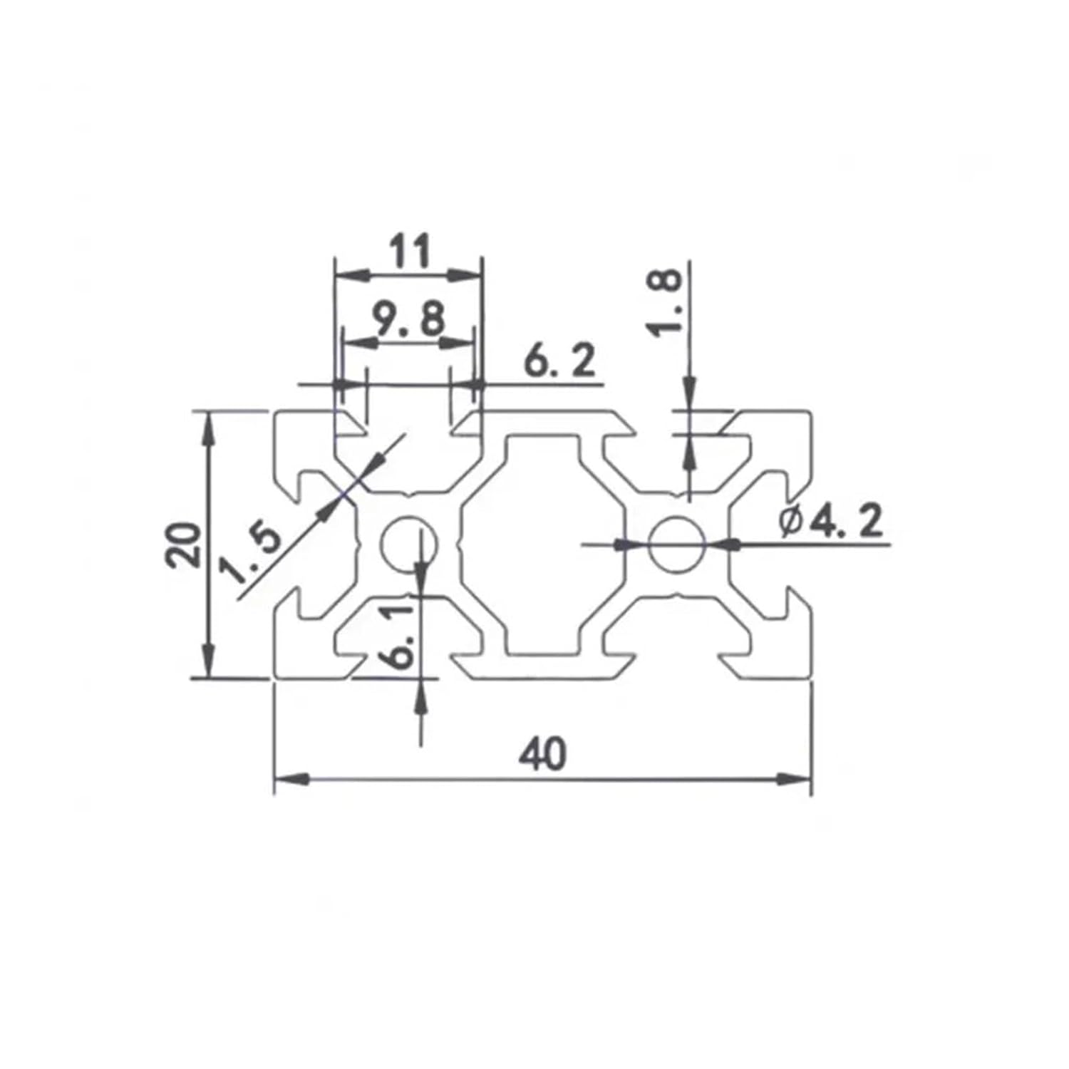 100-1000mm 2040 Black T Slot Aluminum Profile CNC Aluminum Profile Frame(200mm)