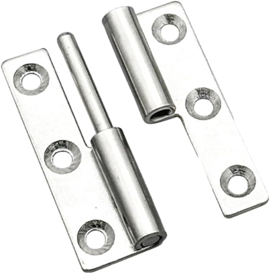 Lift off slip joint stainless steel hinges for small cabinets and boxes, left hand flag hinge resistant and detachable for easy temporary door removal (Left)