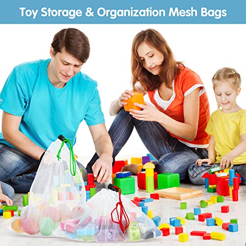 20 Pieces Mesh Zipper Pouch Toy Storage Organization Mesh Bags Washable Reusable Produce Bags 5 Large 8 Medium 7 Small For School Office, Puzzles Games Organizing Storage (Blue, Green, Red) #TOP3