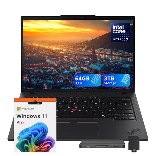 Image of Lenovo ThinkPad T14 Gen 5 14 inch WUXGA Laptop, Intel Ultra 7 165U-vPro Technology, 64GB RAM, 3TB Storage(2TB SSD+1TB Docking Station Set), Backlit Keyboard, Fingerprint, Win11 Pro, Black