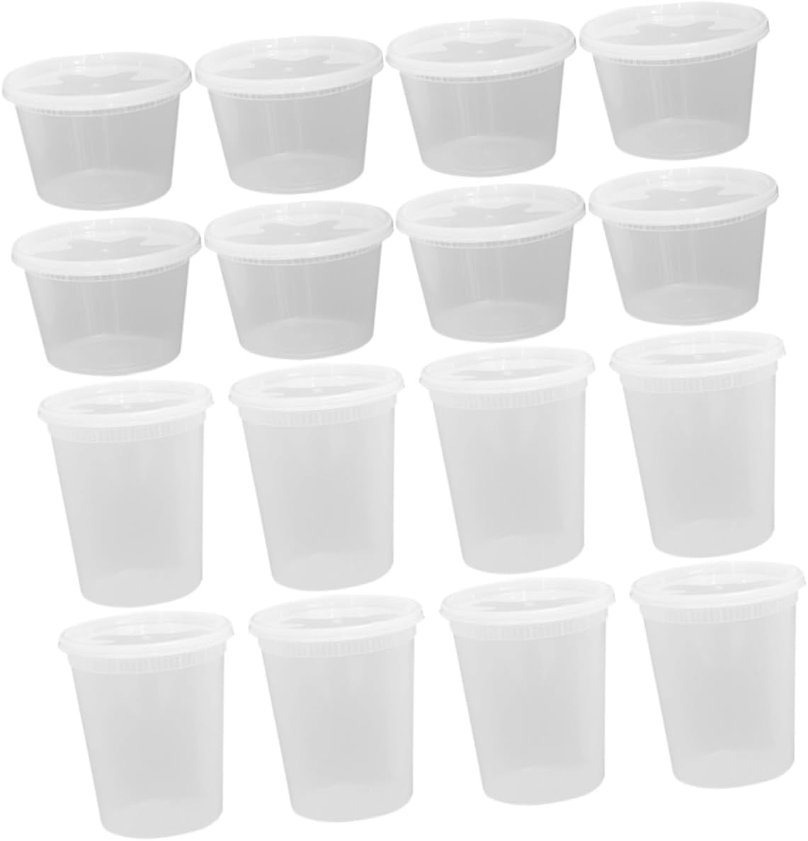 50pcs Disposable Soup Cups and Takeout Bowls 16oz 32oz Sealed Containers for Hot and Cold Foods, Microwave and Freezer Safe, Food Packaging for Meal Prep