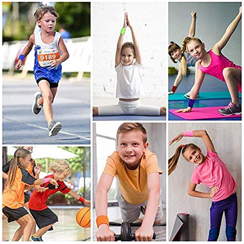 Wrist Sweatbands 12 Pieces Cotton Sweat Bands Colourful Breathable Sports Wristband for Women Men Kids Football Basketball Running Sports - Image 4