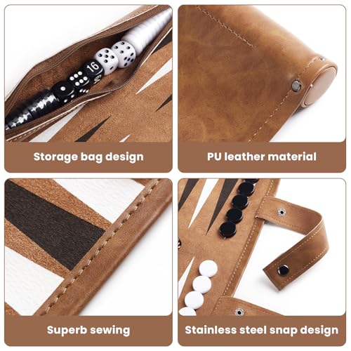 Backgammon Spiel Set, Klassisches Backgammon-Set für Erwachsene, Spielfeld BxT: 32 x 26 cm