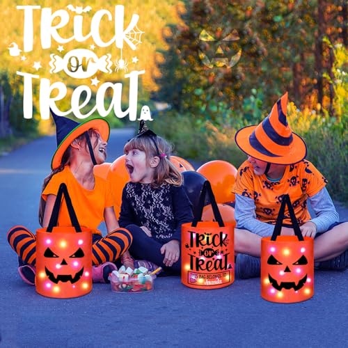 Halloween Trick or Treat Bags Candy Bucket Basket Decoration, Light Up Ghost Sweet Bags Multipurpose Reusable Goody Buckets for 2026 Halloween Party Decor Supplies Favors Gifts 1 Pack - image 6