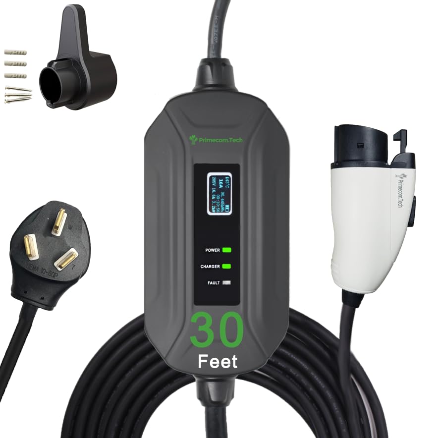 PRIMECOM Level 2 EV Charger 220/240V, 16A, 30ft & 50ft,...