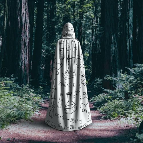 Costume de sorcière corbeau avec cette cape à capuche imprimé chimie