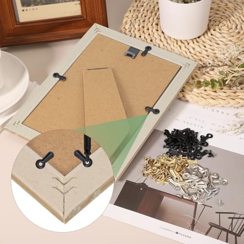 Image of uxcell 120pcs Picture Frame Backing Clips, 0.75 inch Photo Frame Turn Buttons Fasteners Hardware Corner Clip with 120pcs Screw for Hanging Pictures Craft Drawings, Black