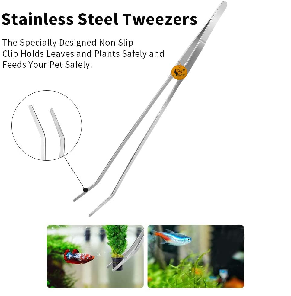 Sage Square Aquarium Straight Tweezer, Stainless Steel, Aquascape Tools, Feeding Tongs, Rust-Resistant, Corrosion-Resistant, Durable, Non-Slip Design,Polished, Shiny (38cm) 4