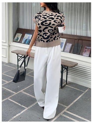 Image of SOLY HUX Women's Short Sleeve Sweater 3D Floral Sweaters Pullover Tank Tops Knit Vest Trendy Fashion Clothing