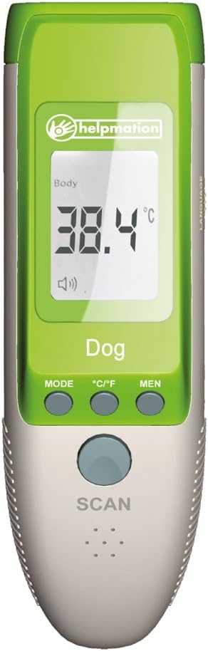 Infrared Thermometer RC4T for dogs from Helpmation | Hygienic, fast and reliable temperature measurement with your dog! | Small size, making it suitable for traveling | Three measurement methods: body surfaces and air | Audible alarm is once exceeded a body temperature of 39.2° C | Handy and easy to use