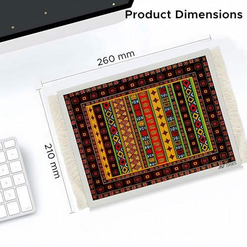 Image of Ant Esports Vintage Mouse Pad 260x210mm -Tribal Ndebele Design, Non-Slip Rubber Base, Anti-Fray Stitched Edges, Smooth Surface for Precise Control, Colourful Geometric Pattern, Office & Home Use
