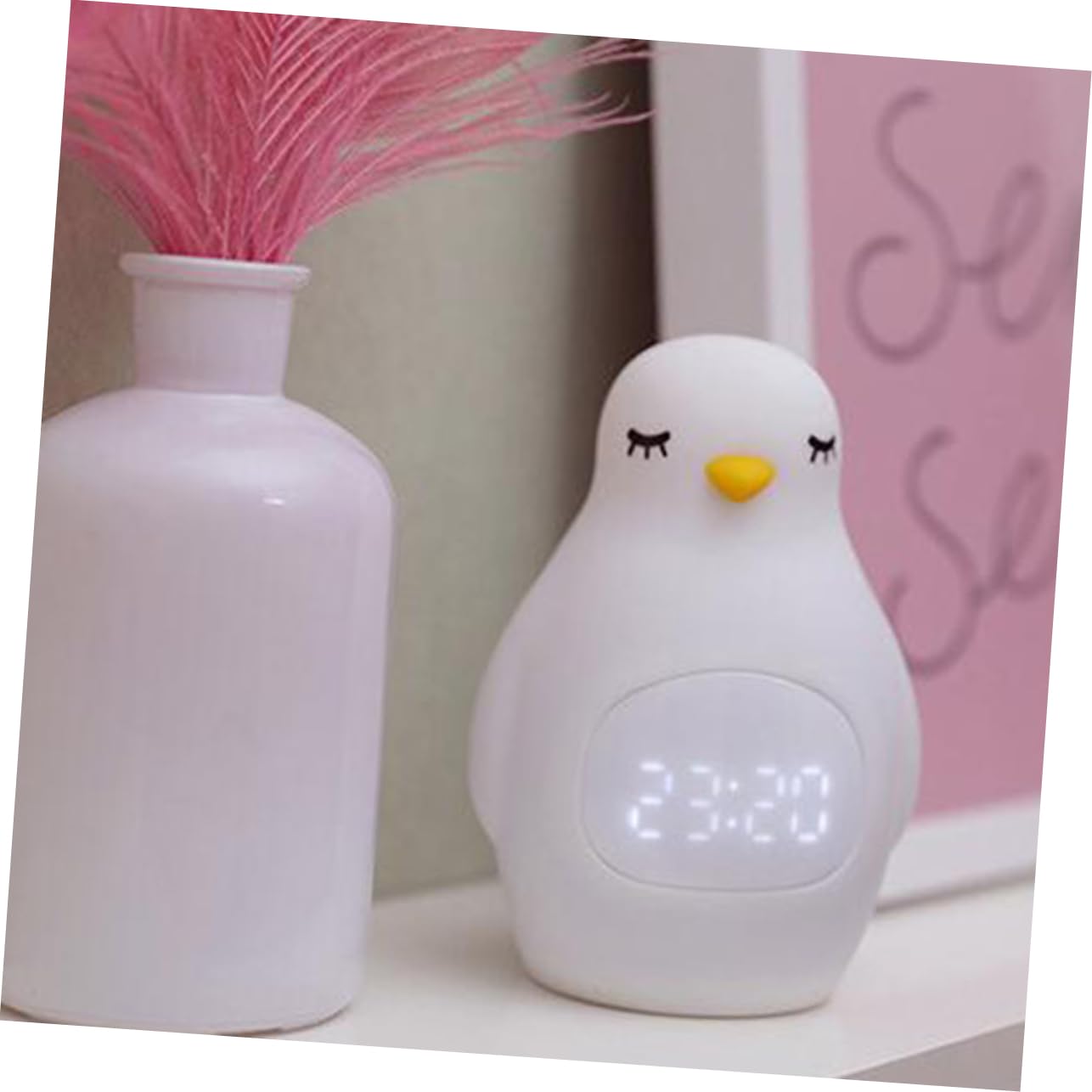 ORFOFE Kreativer LED Pinguin Wecker aus Silikon mit Alarmfunktion und Hautähnlicher Oberfläche Digitale Lampe für Kinderzimmer und Schlafzimmer Weiß