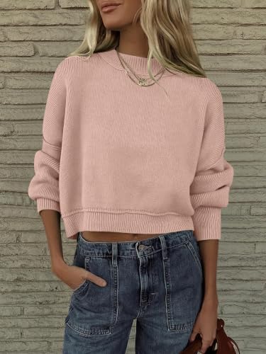 Image of ANRABESS Cropped Sweaters for Women Long Sleeve Oversized Fall Outfits