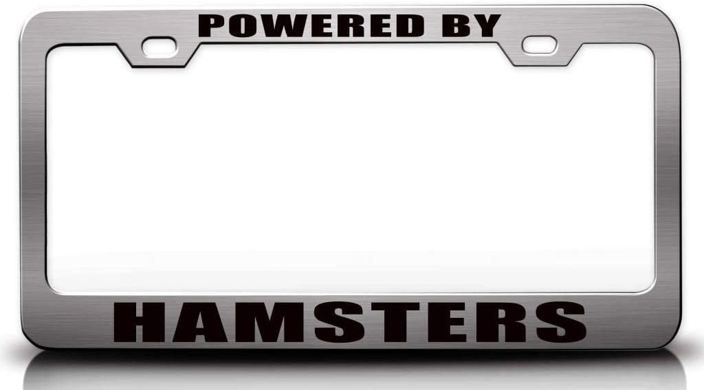 Powered by Hamsters Metal Car SUV Truck License Plate Frame x72