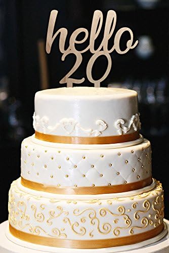 Hello 20 Cake Topper, 20th Birthday Cake Topper, Milestone Birthday Cake Topper, Happy 20th Birthday, Wood Cake Topper (6")