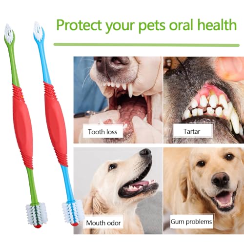 Image of 2PCS Dog Toothbrush 360 Degree Cat Tooth Brush, Dual Head Dogs Toothbrush Pet Teeth Cleaning Supplies for Small Medium Large Dogs Cats