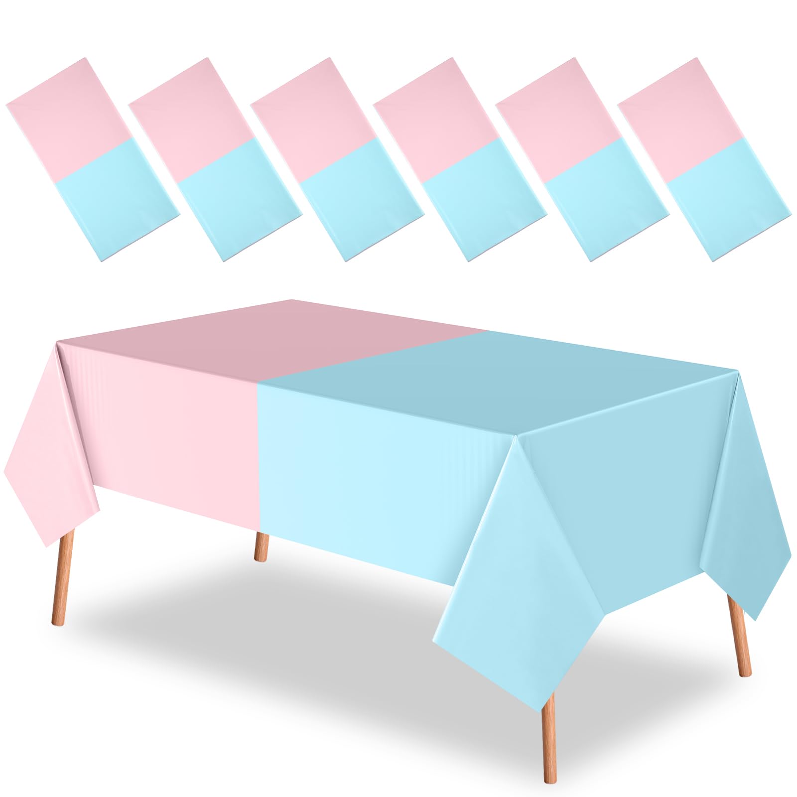 Peryiter Plastic Pink and Blue Tablecloths Party Supplies Disposable Gender Reveal Tablecloth Waterproof for Boy or Girl Baby Shower Birthday Party Decorations, 54 x 108 Inches