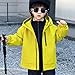 Windbreaker Rain Jacket Boys Girls Kids Fall Casual Lightweight Hooded Fleece Raincoat Fashion Warm Yellow 9-10 Years