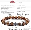 GFYWZ Natural Lava Stone Bead Obsidian Bracelets Cross Rosary Meditation Prayer Jesus Turquoise Bracelet Women Yoga Jewelry,Wooden Beads,Adjustable #2
