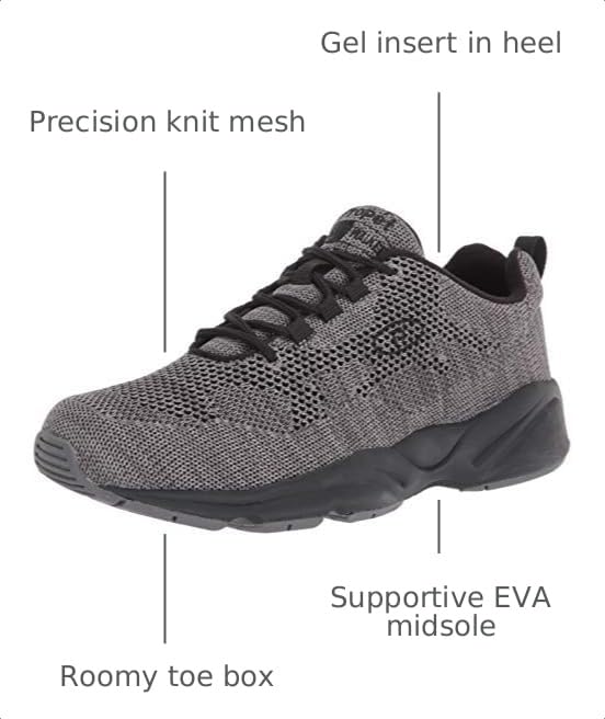 Image of Propet Mens Stability Fly Lace Up Walking Sneakers Shoes Casual - Black