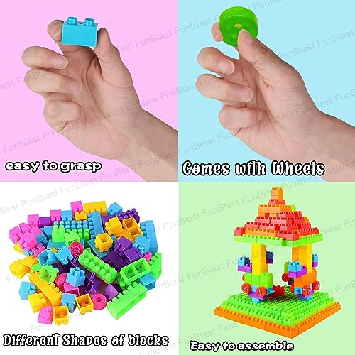 FunBlast DIY Plastic Building Blocks for Kids Puzzle Games for Kids, Toys for Children Educational & Learning Toy for Kids, Girls & Boys - (250+ Blocks with 38 Wheels) Multicolor (250 pieces) (Image - 3)
