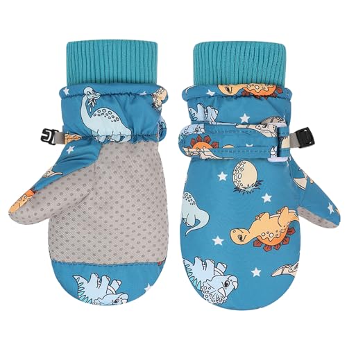 LLINthy Guantes de esquí para niños, resistentes al agua, cálidos, guantes de nieve para niños pequeños, guantes cálidos de invierno para niños de 2 a 4 años para clima frío, B, Talla única