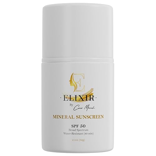 Coco March - Protector solar mineral de amplio espectro SPF 50, resistente al agua, 80 minutos, hidrata y mejora la piel, adultos y niños, 2.1 oz